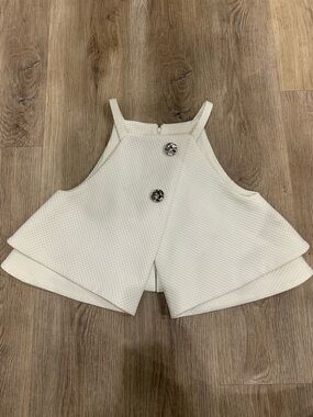 Milin White Textured Halter with Decorative Buttons